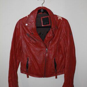 Mauritius Christy Star Red Leather Jacket Size 8